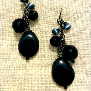 Black bead dangle earrings